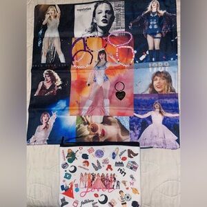 Taylor Swift Package 1-18”X18” Pillowcase 1-Makeup bag 5-TS Bracelets1-Keychain